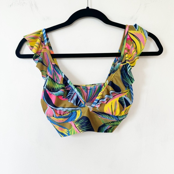 5 For $50🔥 NWOT Aerie Tropical Floral Ruffle Longline Bikini Top S - Picture 3 of 8